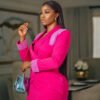 Rose Red Suit Collar Deep V Split High Waist Dress