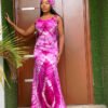 Women's Fashionable Printed Suspenders Slim Fit Long Dress Long Dress Scarf