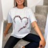 Ladies Oversized Heart Printed Short Sleeves T-Shirt Top