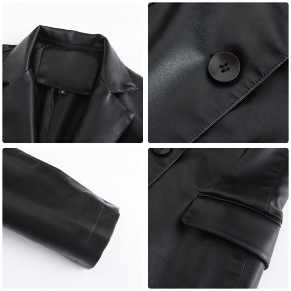 Women's Single Button Faux Leather Blazer