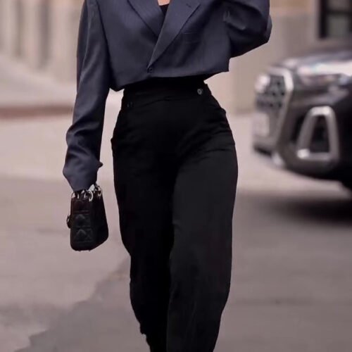 Women's Striped Cropped Blazer