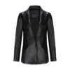 Women's Single Button Faux Leather Blazer