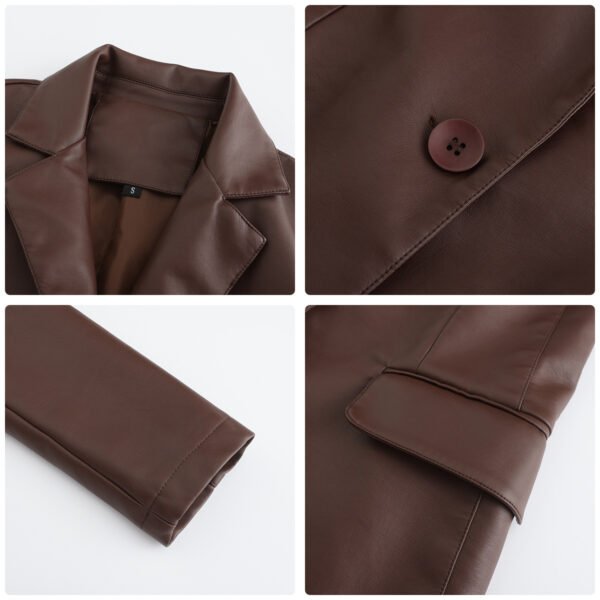 Women's Single Button Faux Leather Blazer