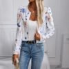 women's floral print-puff sleeve jacket