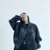 Women's Loose Fit PU Leather Street  Jacket