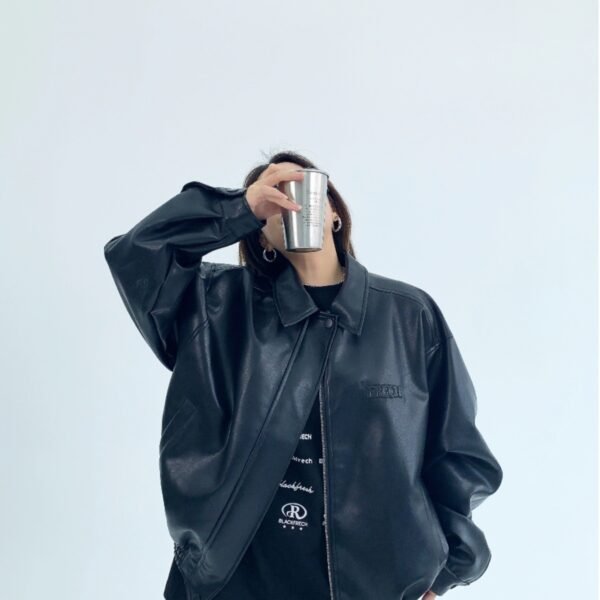 Women's Loose Fit PU Leather Street  Jacket