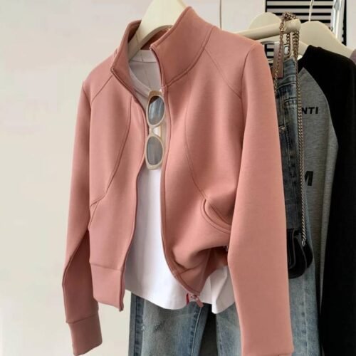 Women's Zip-Up Polyester Jacket with Flight Sleeves