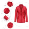 Women's Single Button Faux Leather Blazer