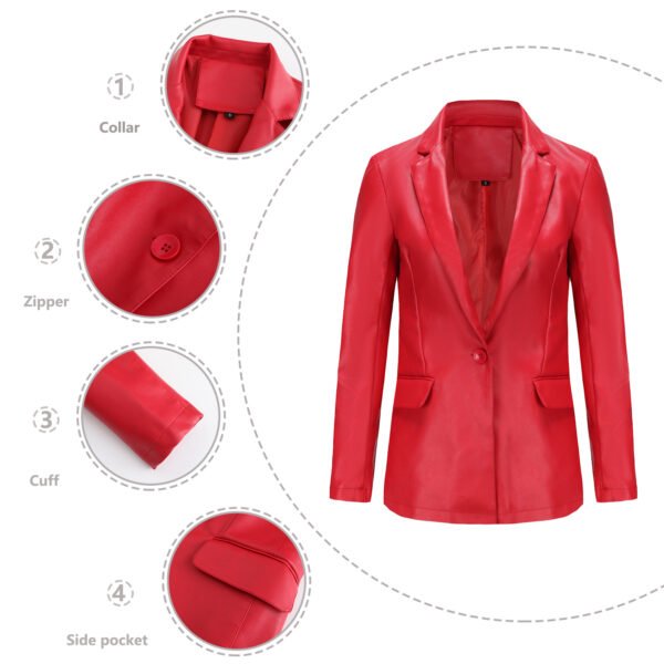 Women's Single Button Faux Leather Blazer