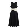 European And American Elegant Style Sleeveless Vest Color Collision Design Long Dress For Women