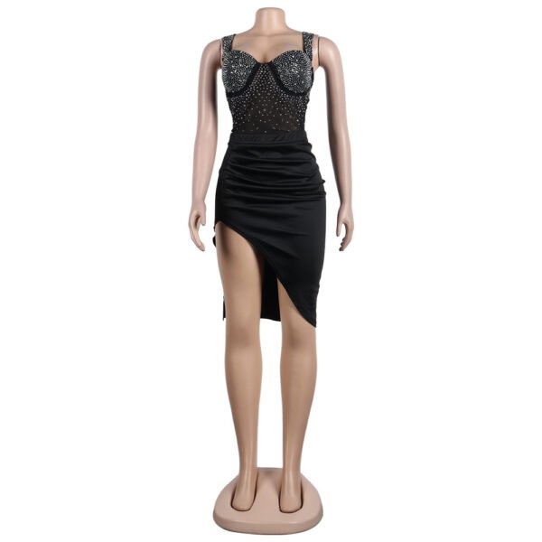 8572c71a-8184-46ad-a71e-56ae37f0b88e Women,s Rhinestone Sling Backless Two-piece Set Two Dress