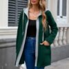 Ladies Hooded Casual Jacket with Color Blocks