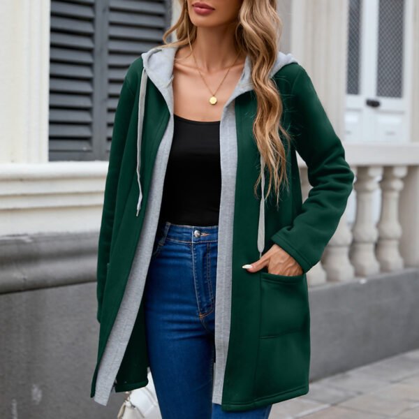 Ladies Hooded Casual Jacket with Color Blocks