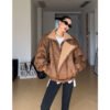 Women's Faux Shearling Lined Aviator Style Jacket