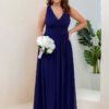 8ed4ff75-c3af-47e7-8cf2-9ba803d504d3 Women,s Deep V-neck Bridesmaid Plus Size High Waist Dress