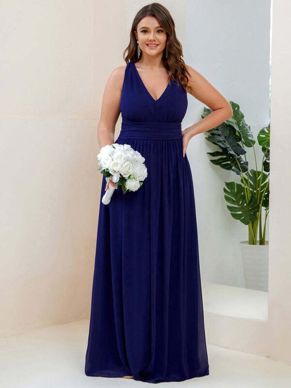 8ed4ff75-c3af-47e7-8cf2-9ba803d504d3 Women,s Deep V-neck Bridesmaid Plus Size High Waist Dress