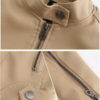 Women's Slim Fit Stand Collar Faux Leather Jacket