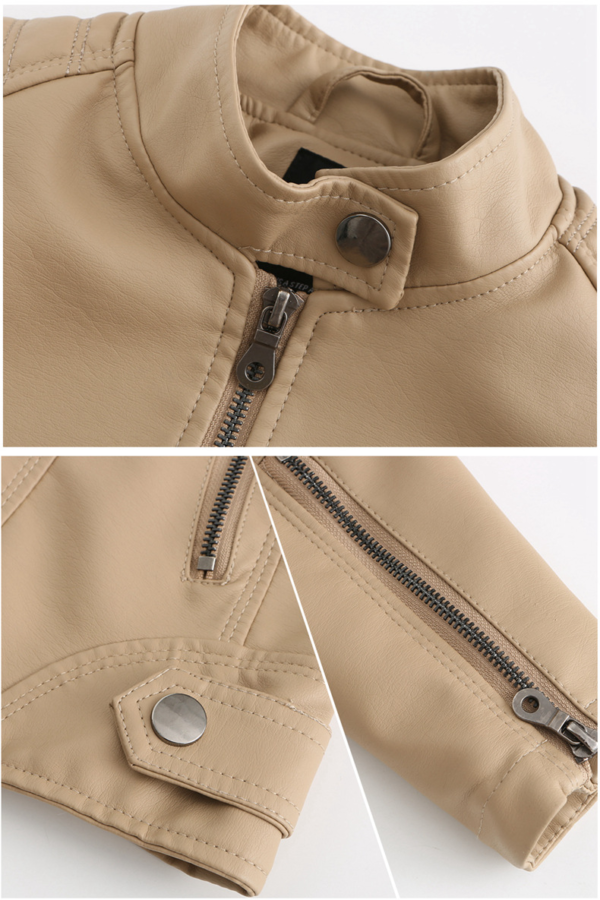 Women's Slim Fit Stand Collar Faux Leather Jacket
