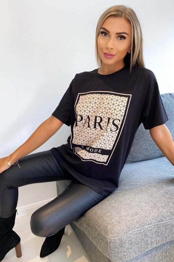 Ladies Paris Printed Short Sleeve T-Shirt Top