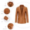 Women's Single Button Faux Leather Blazer