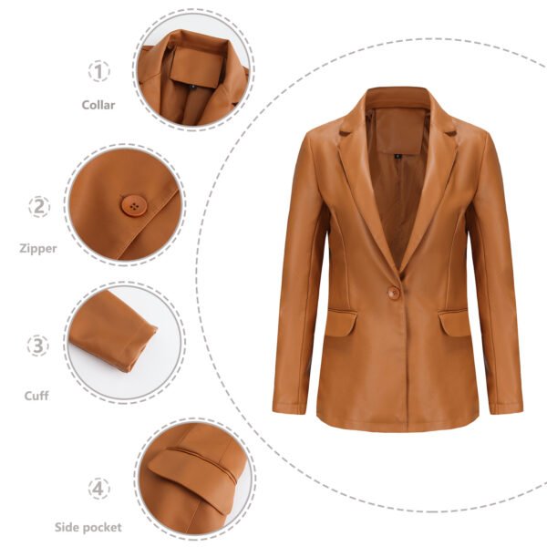 Women's Single Button Faux Leather Blazer