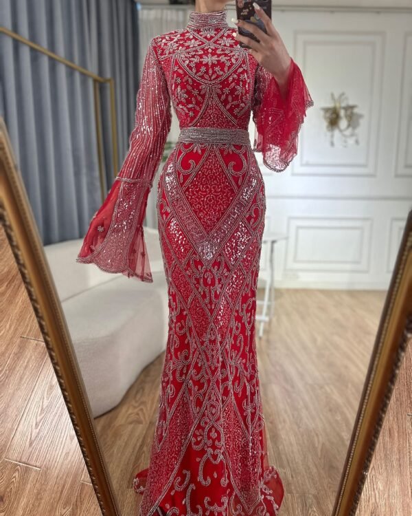 9c493e77-4b80-453b-9527-21a996ed1983 Women,s  High Collar Fishtail Long Dress