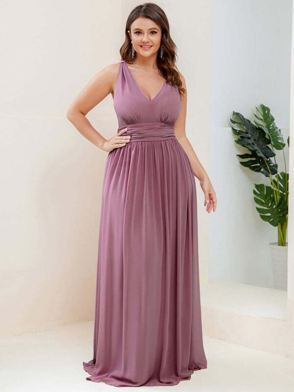 9e28a654-441c-48d2-9679-4adfc2f5a486 Women,s Deep V-neck Bridesmaid Plus Size High Waist Dress
