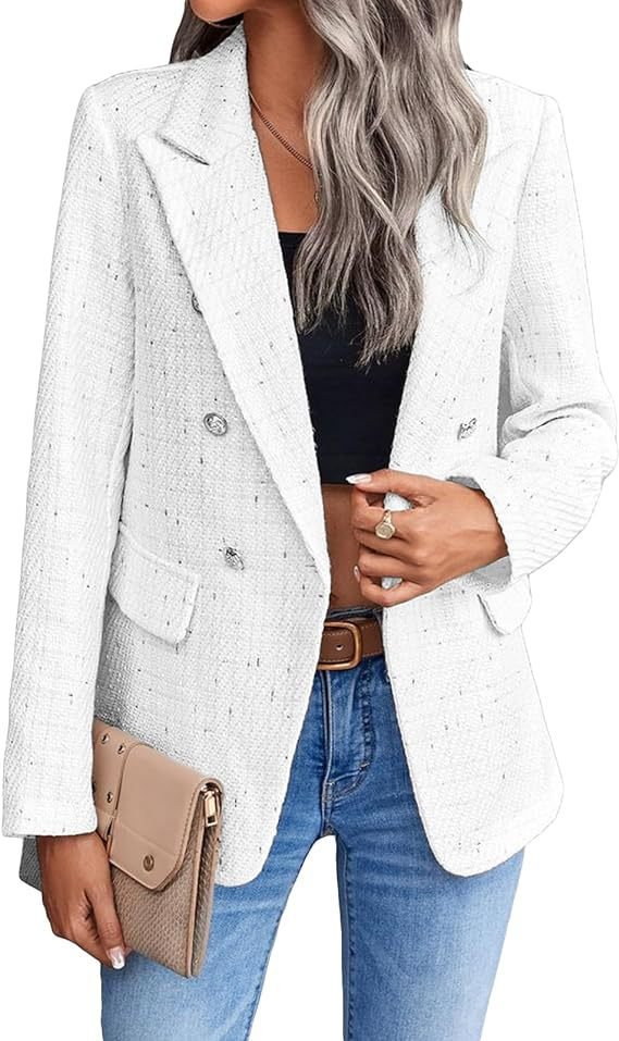 Women's Plaid Woolen Blazer With Fashion Casual Top Pockets