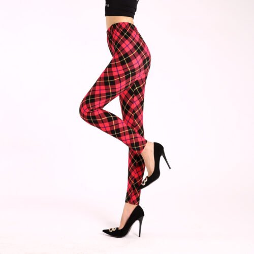 Women's Plaid Print Milk Silk Leggings (15 Style)