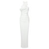 New Style White Ribbon Flower Halter Long High Sense Dress