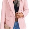 Women's Plaid Woolen Blazer With Fashion Casual Top Pockets
