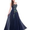 Embroidered Peacock Heart Collar Dress Chiffon