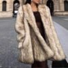 Women's Long Faux Fur Coat with Pockets