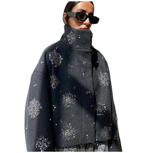 Women's Sequined Solid Color Long Sleeve Jacket