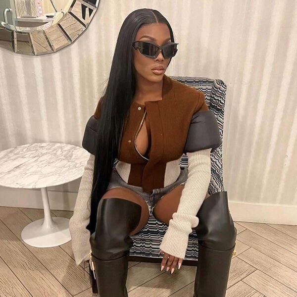 Women's Slim Fit Solid Color Extra Long Sleeve Jacket