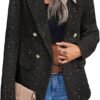 Women's Plaid Woolen Blazer With Fashion Casual Top Pockets