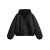 Teenagers Loose Fit Hooded PU Leather Cardigan Jacket