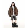 Teenagers Loose Fit Hooded PU Leather Cardigan Jacket