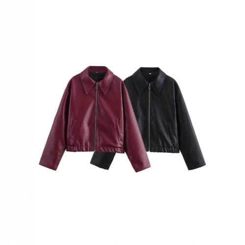 Women's Cropped Leather Jacket