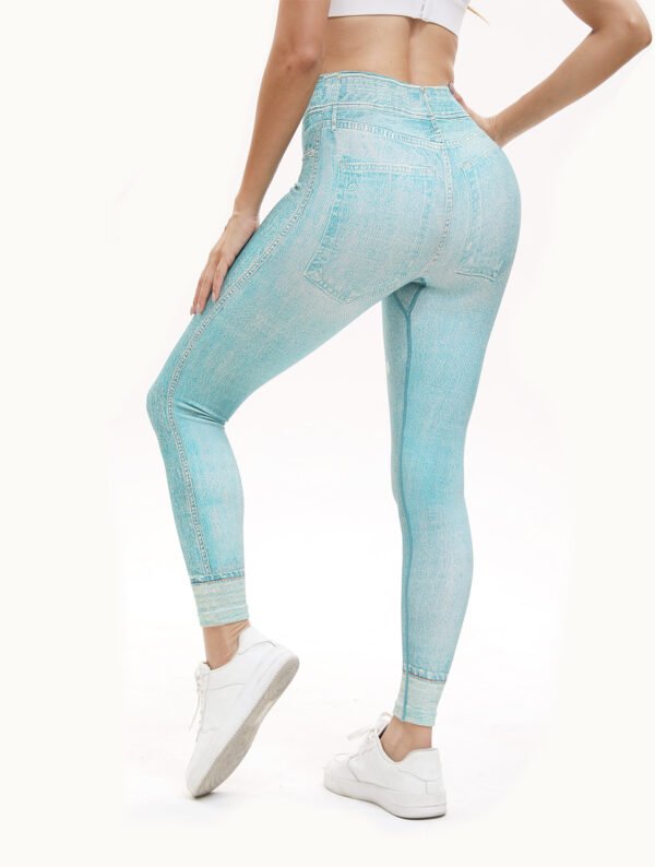Women's High Waist Nylon Spandex Jean Print Leggings (3 Colors)