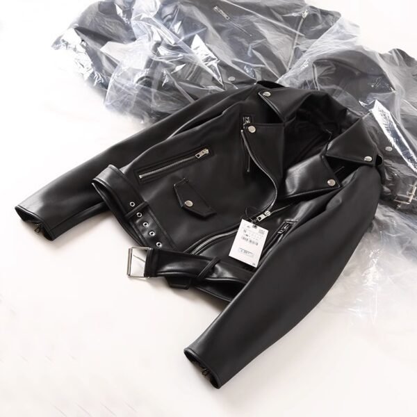 Women's Black Faux Leather Biker Jacket
