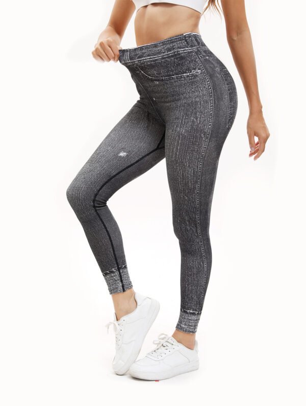 Women's High Waist Nylon Spandex Jean Print Leggings (3 Colors)