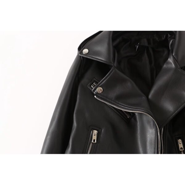 Women's Black Faux Leather Biker Jacket