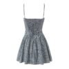 European And American Fashion Two-tone Plaid Button Decoration Sling Dress