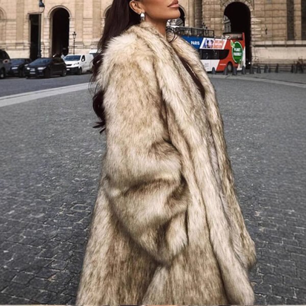 Women's Long Faux Fur Coat with Pockets