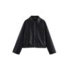 Women's Cropped Leather Jacket