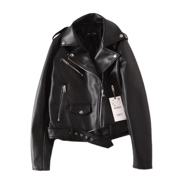 Women's Black Faux Leather Biker Jacket