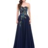 Embroidered Peacock Heart Collar Dress Chiffon