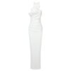 New Style White Ribbon Flower Halter Long High Sense Dress