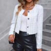 Fall Winter Top Classic Style Short Plaid Coat